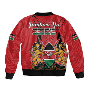 Kenya Bomber Jacket Coat Of Arms With Kente Patterns
