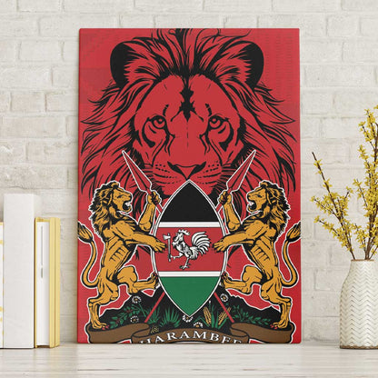 Kenya Canvas Wall Art Coat Of Arms With Kente Patterns