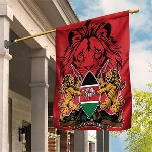 Kenya Garden Flag Coat Of Arms With Kente Patterns