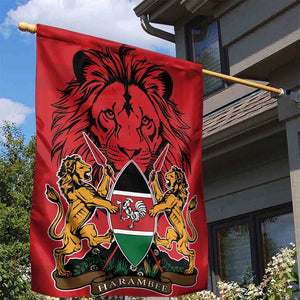 Kenya Garden Flag Coat Of Arms With Kente Patterns