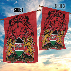 Kenya Garden Flag Coat Of Arms With Kente Patterns