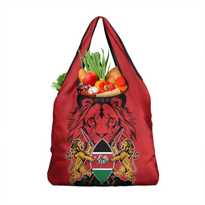 Kenya Grocery Bag Coat Of Arms With Kente Patterns