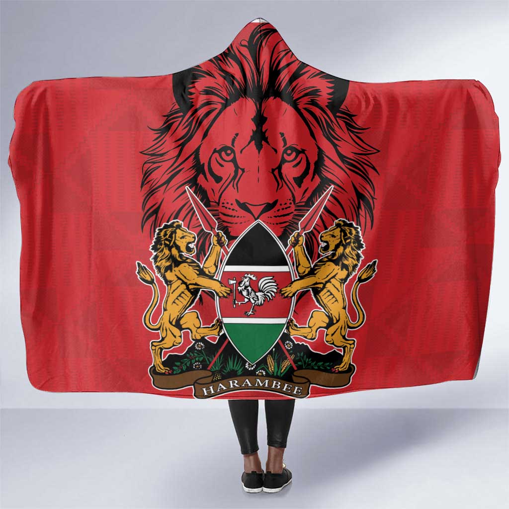 Kenya Hooded Blanket Coat Of Arms With Kente Patterns