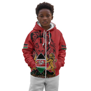 Kenya Kid Hoodie Coat Of Arms With Kente Patterns