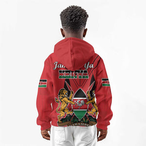 Kenya Kid Hoodie Coat Of Arms With Kente Patterns