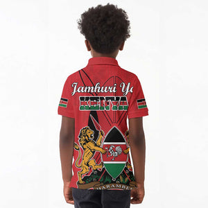 Kenya Kid Polo Shirt Coat Of Arms With Kente Patterns