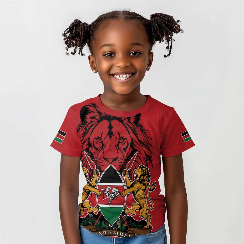 Kenya Kid T shirt Coat Of Arms With Kente Patterns