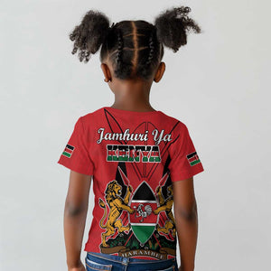 Kenya Kid T shirt Coat Of Arms With Kente Patterns