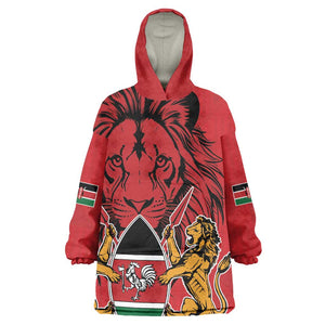 Kenya KId Wearable Blanket Hoodie Coat Of Arms With Kente Patterns