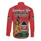 Kenya Long Sleeve Button Shirt Coat Of Arms With Kente Patterns