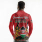 Kenya Long Sleeve Polo Shirt Coat Of Arms With Kente Patterns