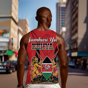 Kenya Men Tank Top Coat Of Arms With Kente Patterns