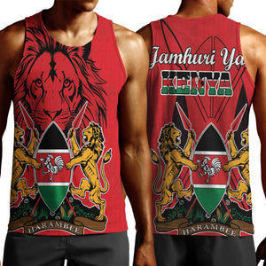 Kenya Men Tank Top Coat Of Arms With Kente Patterns