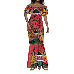 Kenya Mermaid Dress Coat Of Arms With Kente Patterns