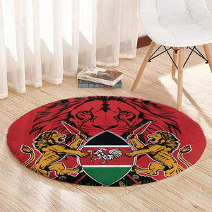 Kenya Round Carpet Coat Of Arms With Kente Patterns