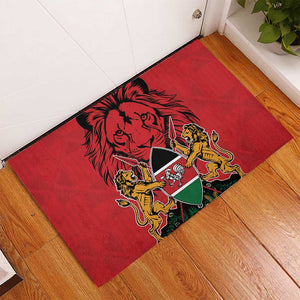 Kenya Rubber Doormat Coat Of Arms With Kente Patterns