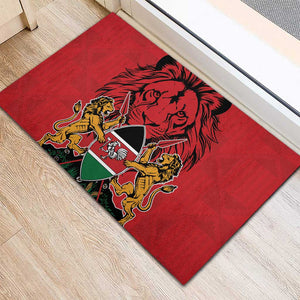 Kenya Rubber Doormat Coat Of Arms With Kente Patterns