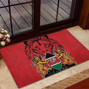 Kenya Rubber Doormat Coat Of Arms With Kente Patterns