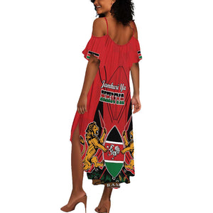 Kenya Summer Maxi Dress Coat Of Arms With Kente Patterns