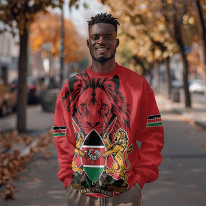 Kenya Sweatshirt Coat Of Arms With Kente Patterns