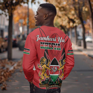 Kenya Sweatshirt Coat Of Arms With Kente Patterns