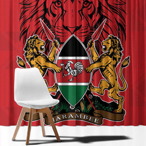 Kenya Window Curtain Coat Of Arms With Kente Patterns