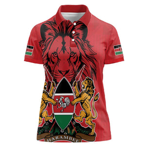 Kenya Women Polo Shirt Coat Of Arms With Kente Patterns