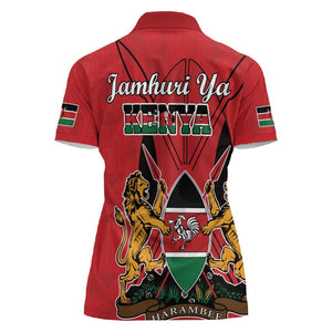 Kenya Women Polo Shirt Coat Of Arms With Kente Patterns