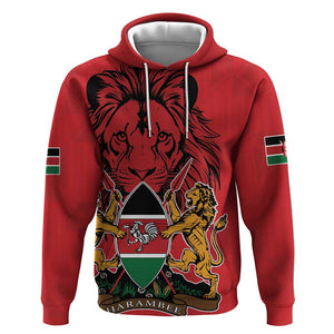 Kenya Zip Hoodie Coat Of Arms With Kente Patterns