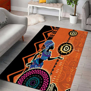 African Woman In Ethnic Dress Area Rug Ethnic Geometric Patterns