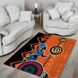 African Woman In Ethnic Dress Area Rug Ethnic Geometric Patterns