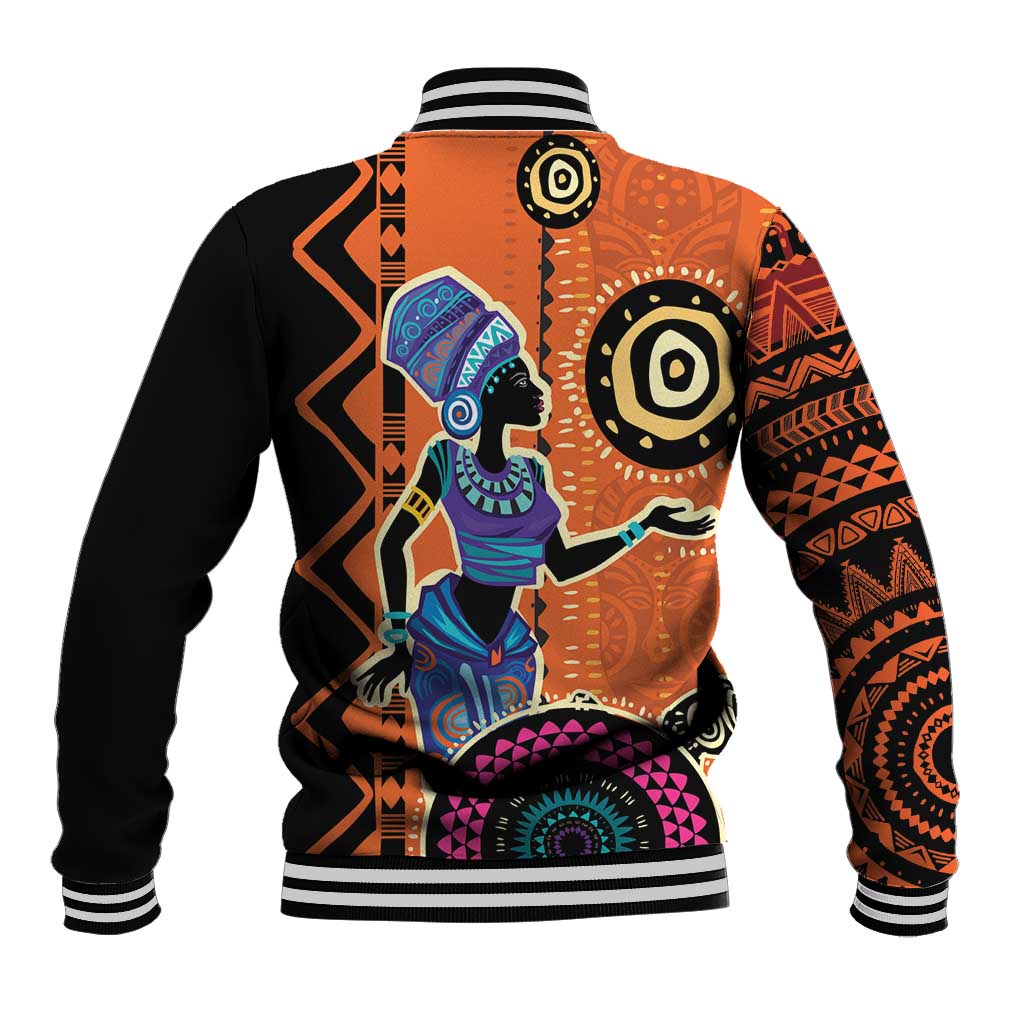 African Woman In Ethnic Dress Baseball Jacket Ethnic Geometric Patterns LT18