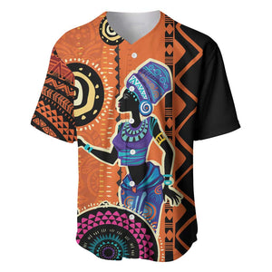 African Woman In Ethnic Dress Baseball Jersey Ethnic Geometric Patterns