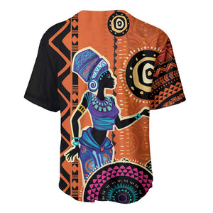 African Woman In Ethnic Dress Baseball Jersey Ethnic Geometric Patterns