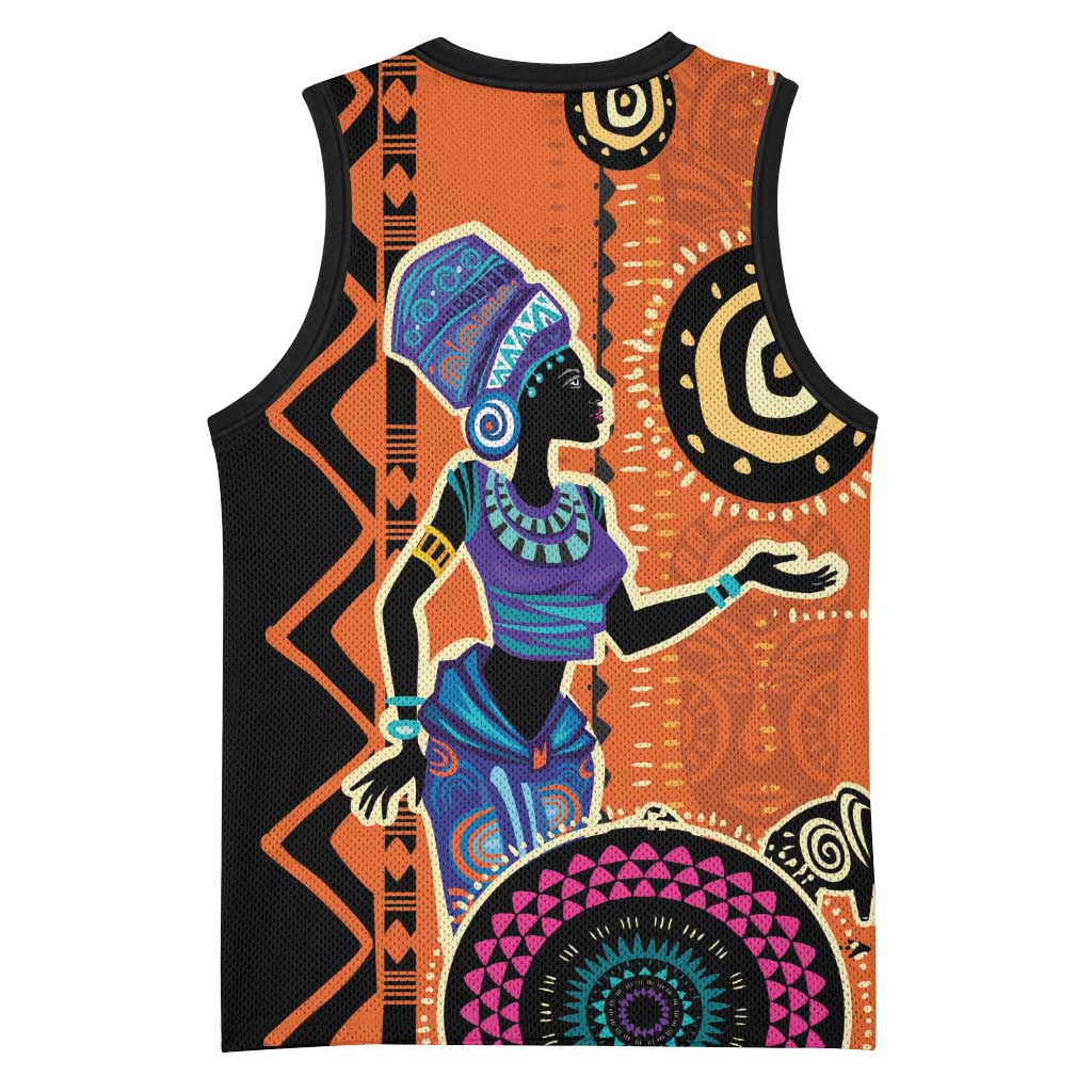 African Woman In Ethnic Dress Basketball Jersey Ethnic Geometric Patterns LT18