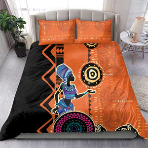 African Woman In Ethnic Dress Bedding Set Ethnic Geometric Patterns