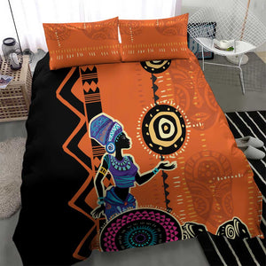 African Woman In Ethnic Dress Bedding Set Ethnic Geometric Patterns