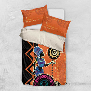 African Woman In Ethnic Dress Bedding Set Ethnic Geometric Patterns