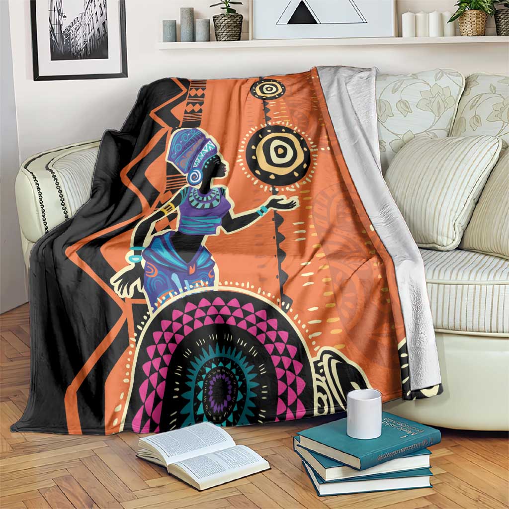 African Woman In Ethnic Dress Blanket Ethnic Geometric Patterns