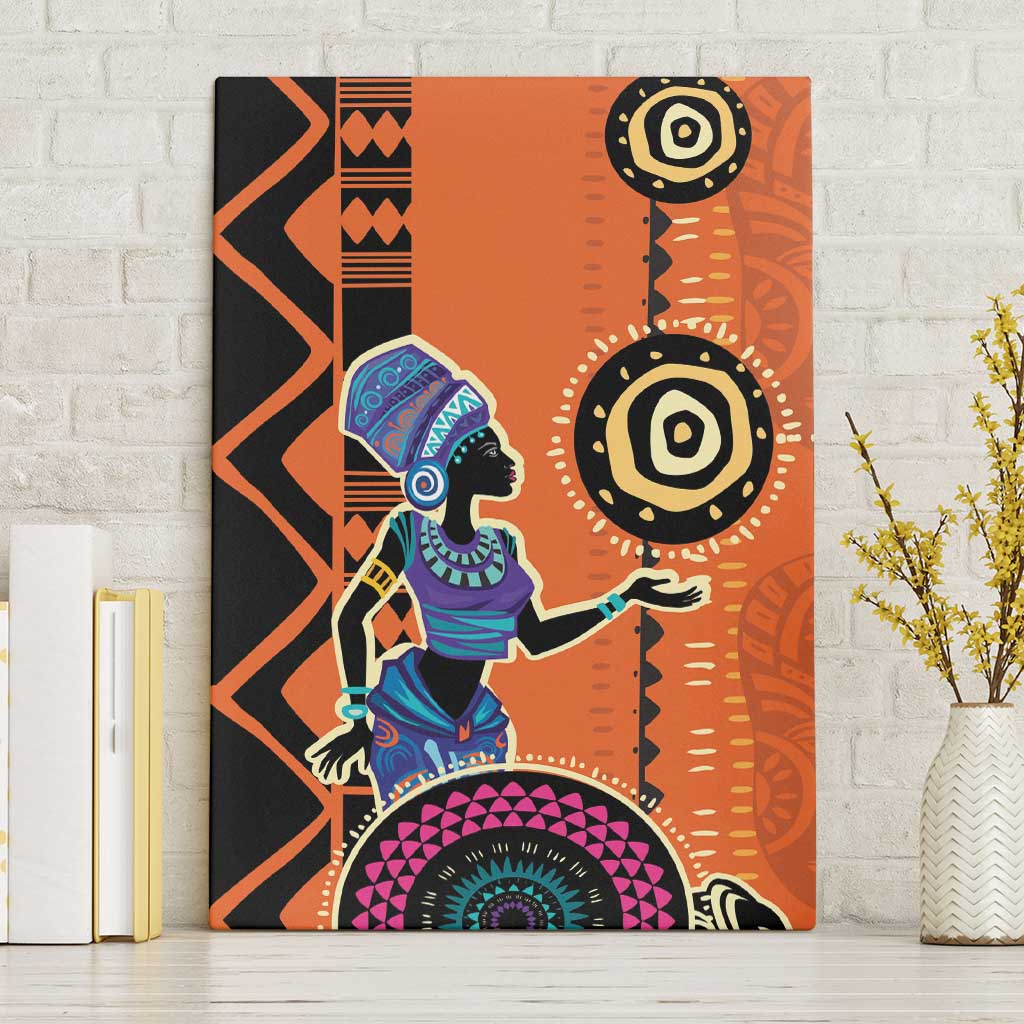 African Woman In Ethnic Dress Canvas Wall Art Ethnic Geometric Patterns