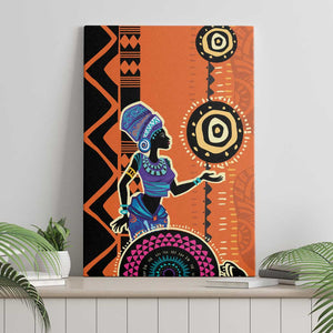 African Woman In Ethnic Dress Canvas Wall Art Ethnic Geometric Patterns