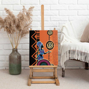 African Woman In Ethnic Dress Canvas Wall Art Ethnic Geometric Patterns