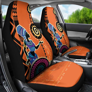 African Woman In Ethnic Dress Car Seat Cover Ethnic Geometric Patterns