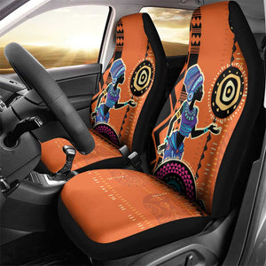 African Woman In Ethnic Dress Car Seat Cover Ethnic Geometric Patterns