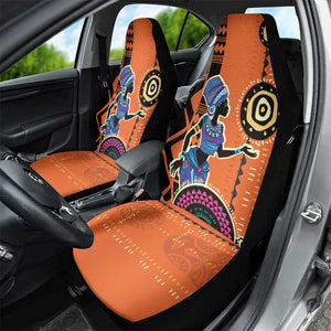 African Woman In Ethnic Dress Car Seat Cover Ethnic Geometric Patterns