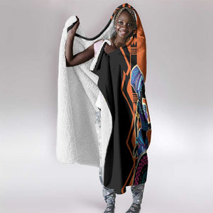 African Woman In Ethnic Dress Hooded Blanket Ethnic Geometric Patterns