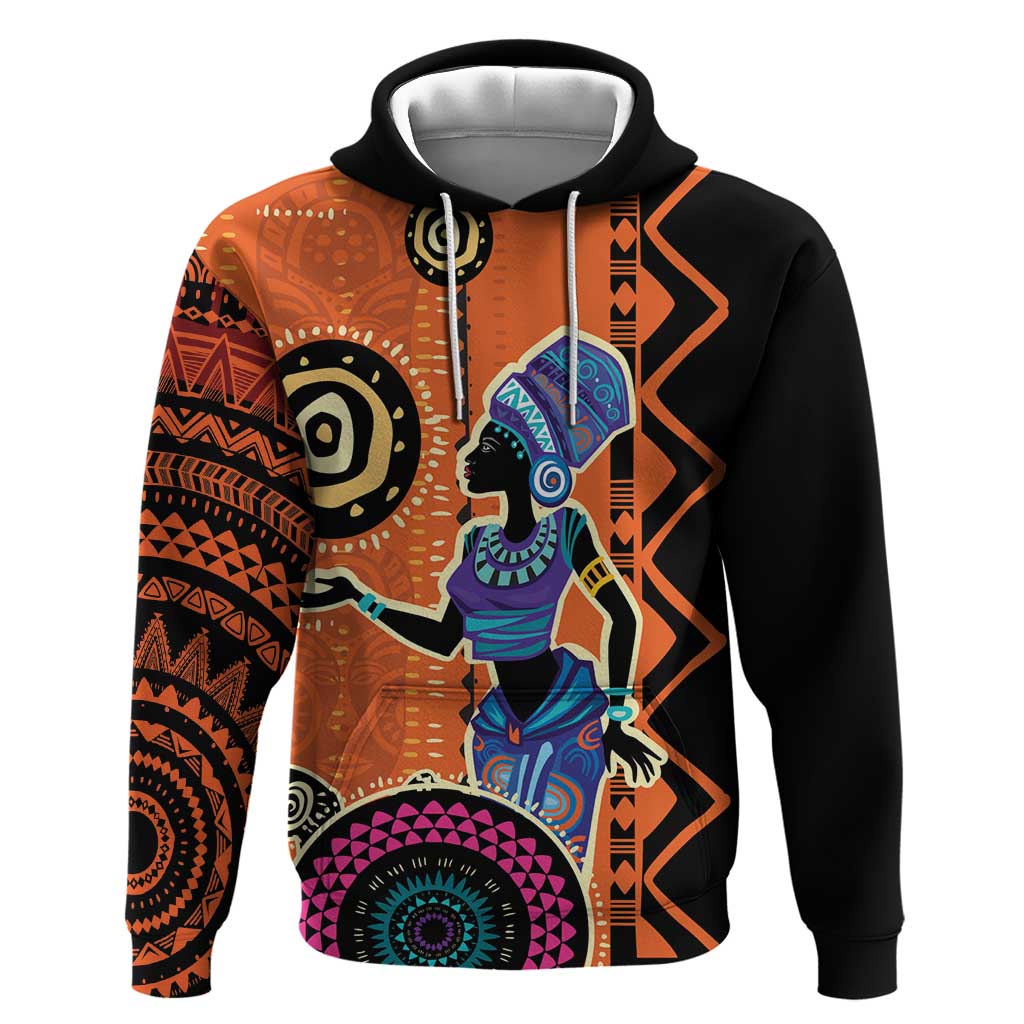 African Woman In Ethnic Dress Hoodie Ethnic Geometric Patterns