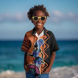 African Woman In Ethnic Dress Kid Hawaiian Shirt Ethnic Geometric Patterns