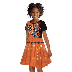 African Woman In Ethnic Dress Kid Short Sleeve Dress Ethnic Geometric Patterns