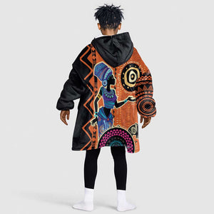 African Woman In Ethnic Dress KId Wearable Blanket Hoodie Ethnic Geometric Patterns